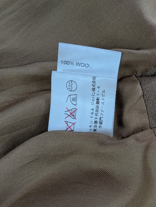 Beige Double Breasted Button Coat With Waistband