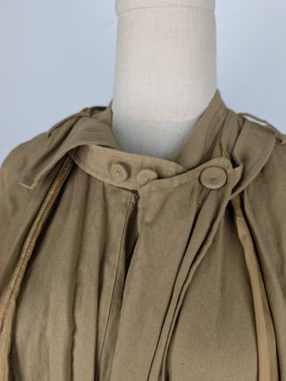 Khaki Open Coat With Waistbelt