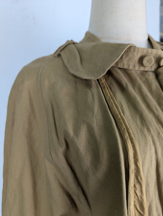 Khaki Open Coat With Waistbelt