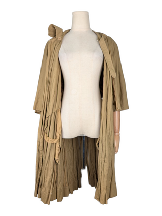 Khaki Open Coat With Waistbelt