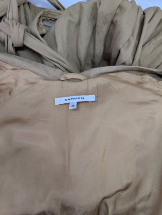 Khaki Open Coat With Waistbelt