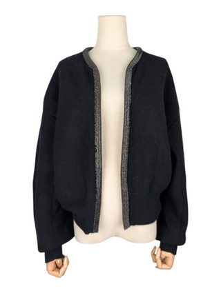 Black Open Jacket With Bedazzled Rim
