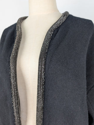 Black Open Jacket With Bedazzled Rim
