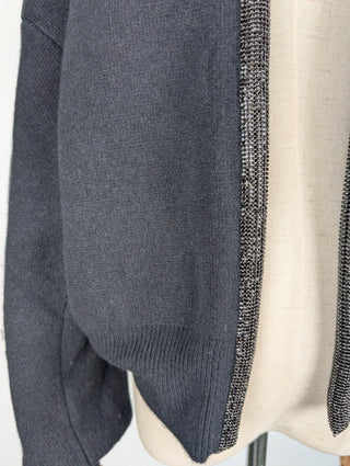 Black Open Jacket With Bedazzled Rim