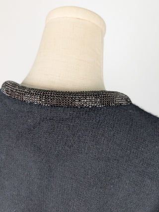 Black Open Jacket With Bedazzled Rim