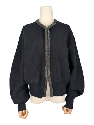 Black Open Jacket With Bedazzled Rim