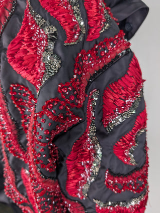 Embroidery Bomber Jacket With Velvet Lining