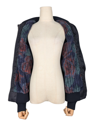 Embroidery Bomber Jacket With Velvet Lining
