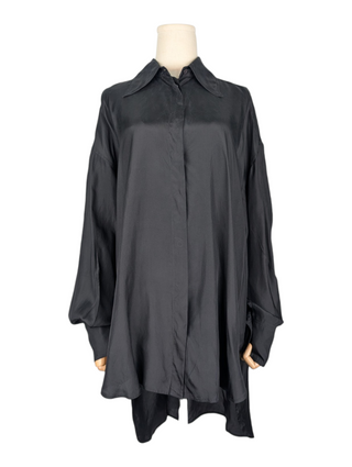Black Silk Oversized Shirt