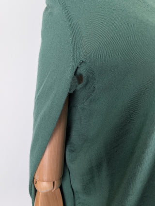 Green Cashmere Sleeveless Cape Cardigan