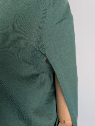 Green Cashmere Sleeveless Cape Cardigan