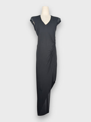 Helmut Lang Black Cap Shoulders Sleeveless Dress, front