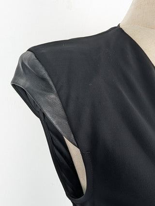 Black Cap Shoulders Sleeveless Dress