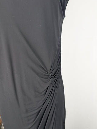 Black Cap Shoulders Sleeveless Dress