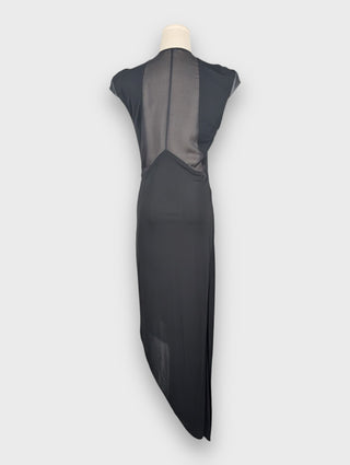 Helmut Lang Black Cap Shoulders Sleeveless Dress, back