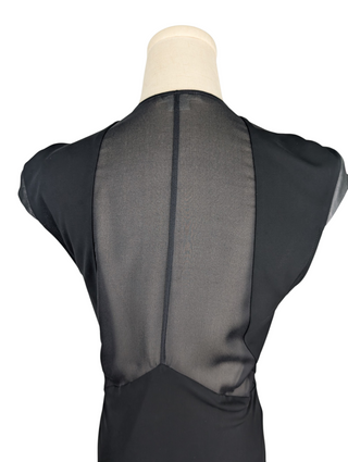 Black Cap Shoulders Sleeveless Dress