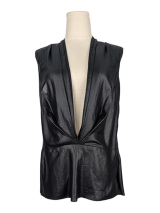 Black Low-V Sleeveless Top