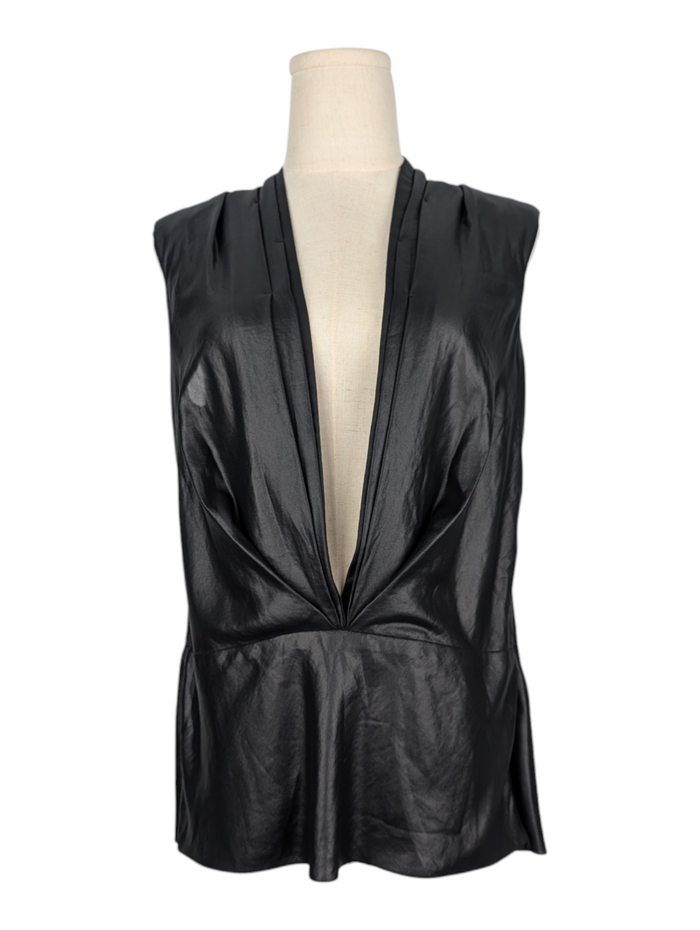 Black Low-V Sleeveless Top