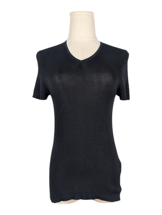 Black V-Neck Silk Top