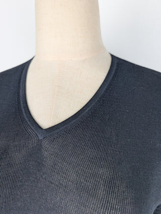 Black V-Neck Silk Top