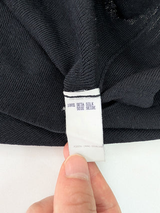 Black V-Neck Silk Top