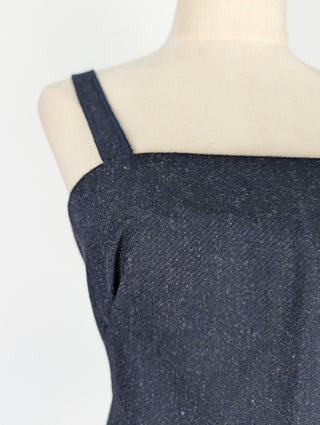 Navy 1998 Vintage Runway Fleece Wool Bustier Top