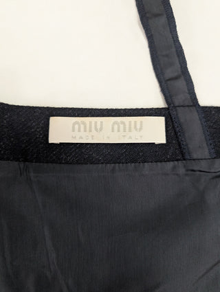 Navy 1998 Vintage Runway Fleece Wool Bustier Top