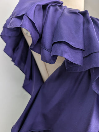Purple Silk Dress With Ruffle Shoulders