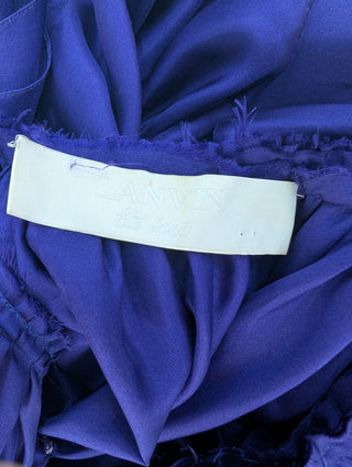 Purple Silk Dress With Ruffle Shoulders