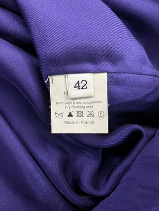 Purple Silk Dress With Ruffle Shoulders