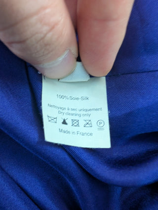 Purple Silk Dress With Ruffle Shoulders