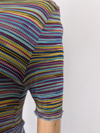 Multicolored Striped Elastic Top