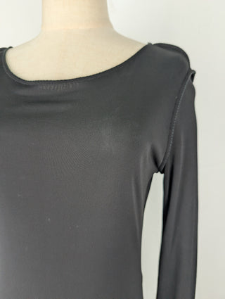 Black Two-Tone Fabric Wool Dress
