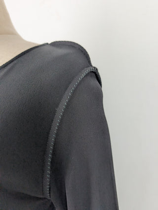 Black Two-Tone Fabric Wool Dress