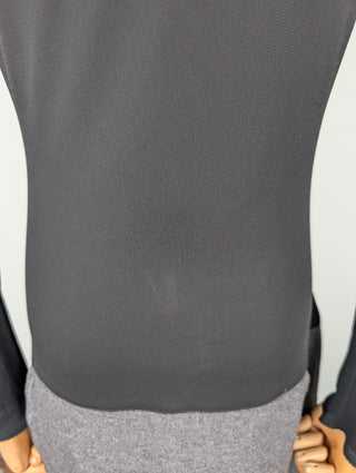 Black Two-Tone Fabric Wool Dress