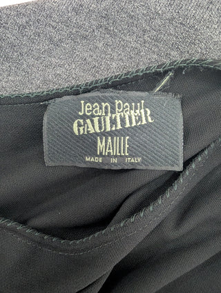 Black Two-Tone Fabric Wool Dress