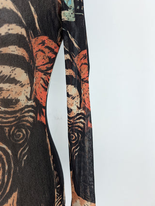 Black 90s Maori Tribal Mask Long Sleeve Top
