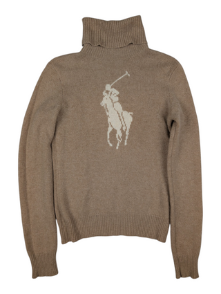 Beige Knit Sweater With Brand Logo