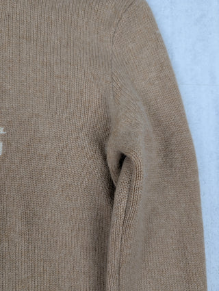 Beige Knit Sweater With Brand Logo