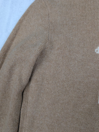 Beige Knit Sweater With Brand Logo
