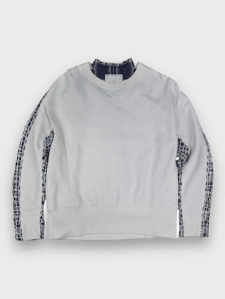 Sacai White Sweatshirt With Checkered See-Through Back, front