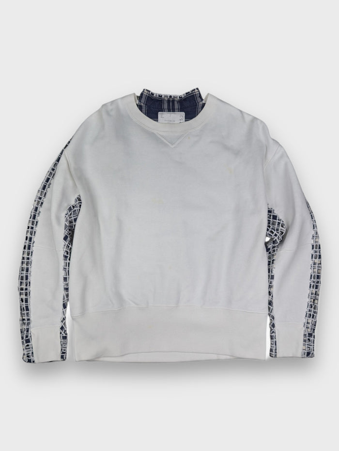 Sacai White Sweatshirt With Checkered See-Through Back
