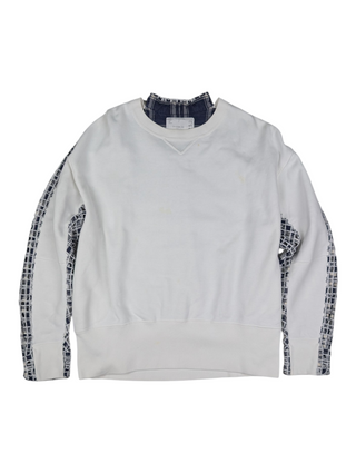 White Sweatshirt With Checkered See-Through Back
