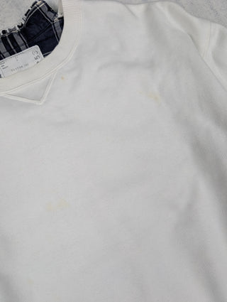 White Sweatshirt With Checkered See-Through Back