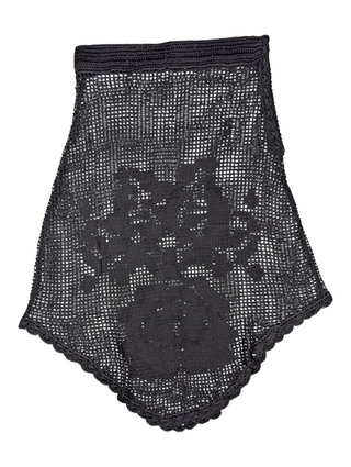 Black Knit Mesh Skirt With Floral Pattern