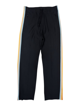 Black Elastic Waist Pants With Multicolor Stripes