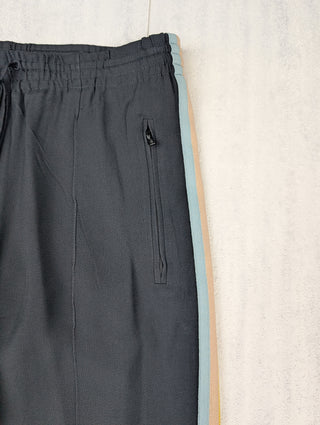 Black Elastic Waist Pants With Multicolor Stripes