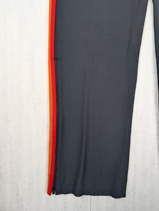 Black Elastic Waist Pants With Multicolor Stripes