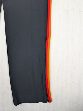 Black Elastic Waist Pants With Multicolor Stripes
