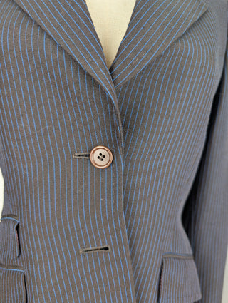 Blue Pin Striped Suit With Skirt
